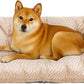 FUNNY FUZZY 2 in 1 Dog Crate Bed Pad for Large Sized Dog, Washable Reversible Pet Soft Mats,Durable Fluffy Kennel Mattress,Indoor Cats, 35" × 23", Beige