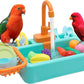Parrot Bird Bathtub Shower Box Bathing Tub Container Cage, Automatic Pet Bird Bath Pool with Faucet, Ferret Bathtub Swimming Pool Toy Bath Shower Water Dispenser for Small Medium Parakeet Cleaning