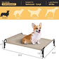 Veehoo Outdoor Elevated Dog Bed, Raised Dog Cot for Small Medium Dogs, Cooling Washable Waterproof Pet Hammock Beds with Slope Headrest, Breathable Mesh and Sturdy Frame, M, Beige Coffee, CWC2204