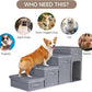 Dog Stairs with Storage, Folding Pet Steps with Zip for Small Dogs and Cats, 4-Step Pet Stairs with Pet House for High Bed, Couch and Car Ramp (Gray, 4 Steps with Condo)