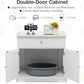 PETSITE Cat Litter Box Enclosure, Large Cat Washroom End Table with Drawer & 2 Doors, Wooden Cat House Storage Cabinet, Hidden Litter Box Furniture, White