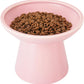Extra Wide Elevated Ceramic Cat Food Bowl - 6.2" Shallow Dish for Whisker Fatigue Relief, 5" Height for Easy Feeding, Lead & Cadmium Free, Durable Raised Cat Food Bowls, Pink