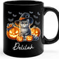 Customized Halloween British Longhair Mug with Name, Personalized British Longhair with Pumpkins Coffee Cup, Witch Cat Ceramic Mug, Pet Halloween Black Cup 11oz 15oz, Gift for Cat Dad Mom