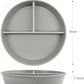 greenandlife 9 Inch 4PCS Divided Plates with Lids, Portion Control Plates for Kids Adults, Dishwasher Microwave Safe Compartment Plate, Unbreakable Lightweight Reusable Wheat Straw Plate, Grey Black