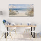 XXMWallArt FC3762 Sandy Beach Wall Art Canvas Print Wall Art Seascape Blue Print Home Decor Abstract Coastal Picture Modern Ocean Artwork for Living Room Bedroom Bathroom Office Decor