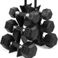 WF Athletic Supply Rubber Encased Hex Dumbbells with Rubber Grip Contoured Handle for Muscle Toning, Strength Building & Full Body Workout