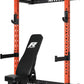 RitFit Multi-Functional Folding Squat Rack for Home Gym, 2.36'' x 2.36'' Wall Mounted Squat Rack with Attachments - Space Saving Squat Power Rack