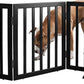 ZJSF Freestanding Indoor Dog Gate for House Foldable Wood Puppy Gate for Doorways Pet Gate for Stairs Extra Wide Pet Fence, Black, 24" Height 3 Panels