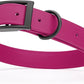 Dogline Biothane Waterproof Dog Collar Strong Coated Nylon Webbing with Black Hardware Odor- Proof for Easy Care Easy to Clean High Performance Fits Small Medium or Large Dogs, Magenta Pink