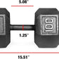 WF Athletic Supply Cast Iron Solid Hexagon Gray/Black Dumbbells, Strength Training Free Weights Set of 2 for Women and Men, Hand Weights Sold by Pairs, Multi-Select Size Options Available