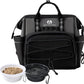 Dog Travel Bag, Airline Approved Pet Supplies Backpack, Dog Travel Backpack Accessories Set with 2 Silicone Collapsible Bowls and 1 Leash Clip for Camping, Road Trips & Weekends Away（Black）