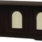 DINZI LVJ Shoe Bench, Entryway Storage Bench with Doors, Cushion, 2-Tier Shoe Rack with 6-Cubby, 39.4”L x 13.8”W Shoe Organizer Cabinet, Adjustable Shelf, Living Room, Bedroom, Espresso with Rattan