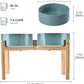 SPUNKYJUNKY Elevated Dog Bowls Ceramic, 8.3'' Dogs Food Water Bowls Raised with Non-Slip Bamboo Stand for Large Sized Breed Microwave Dishwasher Safe - 60 OZ,Dark Green