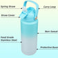 Insulated Water Bottle with Straw Lid,24 oz Stainless Steel Vacuum Metal Bottle with Silicone Handle,Sea Salt