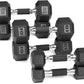 WF Athletic Supply Rubber Encased Hex Dumbbells with Rubber Grip Contoured Handle for Muscle Toning, Strength Building & Full Body Workout