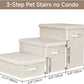 Pet Stairs with Storage, Pet Step for Small Dogs and Cats, 3-Step Folding Pet Steps with Zip, Cat Stairs Dog Steps for Bed, Couch and Car Ramp (Beige, 3 Steps no Condo)