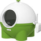 PawHut Hooded Cat Litter Box, Large Kitty Litter Pan with Lid, Scoop, Leaking Sand Pedal, Top Handle, Dark Green