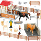 Peagrav Horse Stable Playset with Rider, Wash Area, Fence & Animal Figures - Gifts for Girls & Boys Aged 3-8