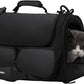 FUKUMARU Cat Carrier, 4 Mesh Windows Small Dog Carrier, 4 Storage Pockets Cat Travel Bag, Under 15 lb Airline Approved Pet Carrier, Rollable Cover for Nervous Cats, Black