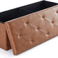 Sweetcrispy 43 Inches Folding Ottoman with Storage Bench, Foot Rest Stool, End of Bed Storage Bench Upholstered, Load 660 lbs, for Living Room, Synthetic Leather, Brown