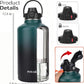 Water Bottle Insulated 32oz 40oz 64oz 128oz Straw Lid Spout Lid & 3 Lids, Leak Proof, Vacuum Insulated,Stainless Steel Water Bottle Wide Mouth for Sports, Gym or Office