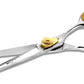 Sharf Dog Grooming Scissors, Gold Touch 7.5 Inch Straight Sharp Professional Pet Grooming Shear with Safety Round Tip, Ball Point for Safe and Easy Use for Cat or Dog Grooming
