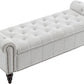 58’’ Storage Bench for Bedroom, Upholstered Button-Tufted Ottoman with Solid Wood Legs, Queen Size End of Bed Shoe Cabinet, Window Seat Foot Rest Stool for Entryway, Living Room (Silver)