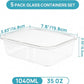 Vtopmart 5 Pack 35oz Glass Containers with Bamboo Lids, Meal Prep Food Storage Containers, BPA Free, Microwave & Dishwasher Safe