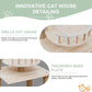 Wood Cat Tree 17” x 16”x 53” Modern Sturdy Cat Tower with Double Condos Hand-Woven Beds & Toys Multilevel Huge Paws Pals Tree Indoor Cat Furniture for Big Cats