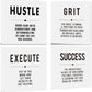 Motivational Grit Success Execute Hustle White Quotes Canvas Wall Art -Inspirational Wall Art Poster Canvas Artwork Picture Print Framed for Home Bedroom-16 x16in x4pcs