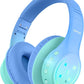 EarFun K4 Kids Bluetooth Headphones, Wireless Headphones with LED Lights, 74/85/94dBA Volume Limited, Built-in Mic, 90H Playtime, Bluetooth 5.4 Over Ear Headphone for iPad/Tablet/PC/School (Green)