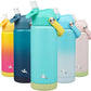 Insulated Water Bottle with Straw Lid,18 oz Stainless Steel Vacuum Metal Bottle with Silicone Handle,Twilight Blue