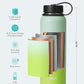 BUZIO 40oz Insulated Water Bottle, Triple Wall Stainless Steel Water Flask with 2 lids, Leakproof BPA-Free Straw Lid Sports Canteen for Sports Hiking, Cold 48H & Hot 24H- Gradient Green