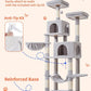 Taoqimiao 66-Inch Cat Tree Cat Tower for Indoor Cats, Plush Multi-Level Cat Condo with 7 Scratching Posts, 2 Perches, 2 Caves, Hammock, 2 Pompoms MS013W Light Gray