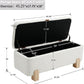 Kmax 45" Storage Bench Faux Fur Entryway Bench Upholstered Ottoman Bench with Wavy Top & Safty Hinge for Bedroom Living Room Hallway, White