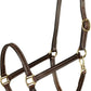 HORZE Fremont Soft Synthetic Leather Horse Halter | Fully Adjustable with Brass Hardware & Contrast Stitching - Brown - Warmblood
