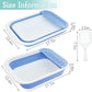Fhiny Cat Litter Box Portable Shallow Litter Box 17.7"x13.4"x4.9" Foldable Cat Toilet with Scoop Open Kitty Potty Pan with Litter Drop Pedal Easy to Clean Travel Kitten Toilet(Blue)