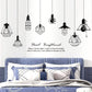 Removable 8pcs Hanging Black Vinyl Chandeliers Wall Sticker Quotes Heart Brightened Wall Decal DIY Peel and Stick Decor for Kids Boys and Girls Bedroom Living Room Studyroom Playroom Classroom
