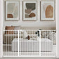 WAOWAO Triple Lock Baby Gate Extra Wide 57.87-62.59" Pressure Mounted Walk Through Swing Auto Close Safety White Metal Dog Pet Puppy Cat for Stairs,Doorways,Kitchen