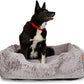 FUZI Luxury Aesthetic Dog Bed for Large Dogs with Washable Cover, Pet Couch, Pet Bed with Sides, Non-Slip Bottom, Soft and Durable Calming Dog Bed, Faux Fur Cover, Large 35.6x28.5x9.5 Light Grey