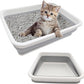 2 Pack Collapsible Small Cat Litter Box, Open Kitten Litter Potty Pan Low Entry Pet Kitty Toilet Foldable Waterproof Travel Toilet for Sick Frail Kitty 14.6 x 10.6 x 4.8 inches Grey