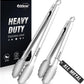 All Metal Tongs For Cooking - Heat Resistant 600 Degrees Stainless Steel Kitchen Tongs, Set of 2-9" & 12 inch, Locking Tongs, For Food,Salad, BBQ, Grilling, Dishwasher safe