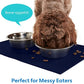 MIGHTY MONKEY 100% Waterproof Dog Food Mat, Raised Edges Silicone Pet Feeding Placemat for Cat, Dogs, Pet Bowls, High Lipped Tray Prevents Water Spills, Food on Floor, Dishwasher Safe, 24x16, Navy