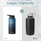 Coolflask Insulated Water Bottle with Strap, 32 oz Metal Water Flask with Straw & Spout Lids, Stainless Steel Double Wall Vacuum, Keep Cold 48h Hot 24h, Leak Proof & Non-BPA, Prussian Blue