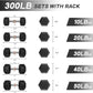 RitFit 5-650 LBS PVC Encased Hex Dumbbell Sets with Optional Rack for Home Gym, Hand weight with Chrome Handle for Strength Training, Workouts