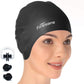 Firesara Swim Cap, Original Updated Swimming Cap 3D Ergonomic Design Comfortable Durable Ear Protection for Women Kids Men Adults Boys Girls for Long or Short Hair with Nose Clip and Ear Plugs