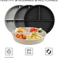 greenandlife 9 Inch 4PCS Divided Plates with Lids, Portion Control Plates for Kids Adults, Dishwasher Microwave Safe Compartment Plate, Unbreakable Lightweight Reusable Wheat Straw Plate, Grey Black