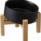 Black Elevated/Raised 15°Tilted Anti Slip Ceramic Dog Bowl for Medium & Large Breeds,Slanted Bulldog Big Face Pet Feeding Food Water Dish Stand for Dogs (7.6 Cups/60OZ)