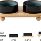 Ceramic Elevated Cat Food and Water Bowl, Kitty Bowl, Raised Cat Dish, Pet Feeder (5.1 in, 2 x Starry Sky + Stand)