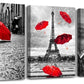 Black and white landscape Eiffel Tower 3 Piece Wall Art for Living Room Bathroom Decorations Kitchen Wall decor modern red umbrella Poster Canvas Print Office Bedroom Home Decoration wall paintings
